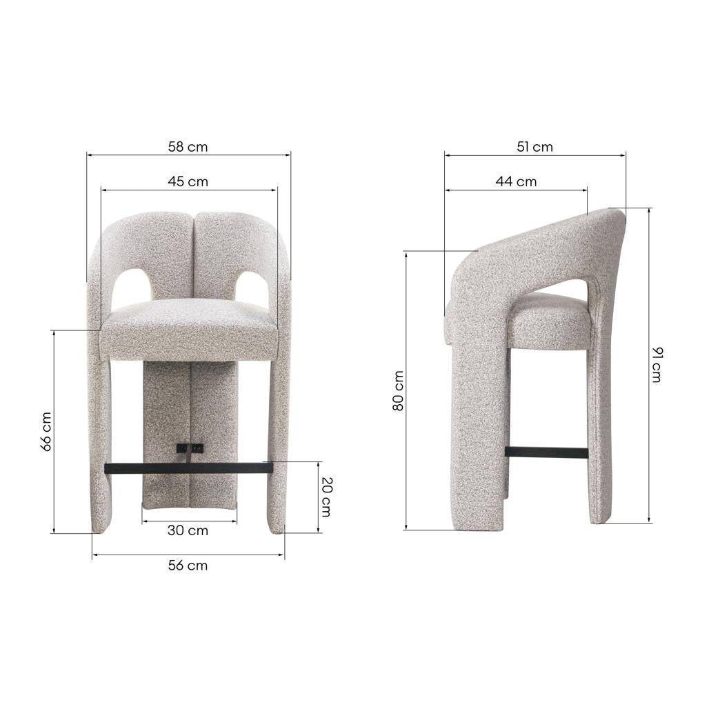 Sgabello imbottito JOEL, grigio-beige