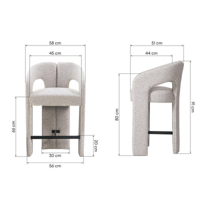 Sgabello imbottito JOEL, grigio-beige