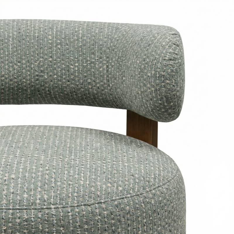 Lounge-Sessel MARABELL, abgerundete Formen, blau-beige/Nussbaum