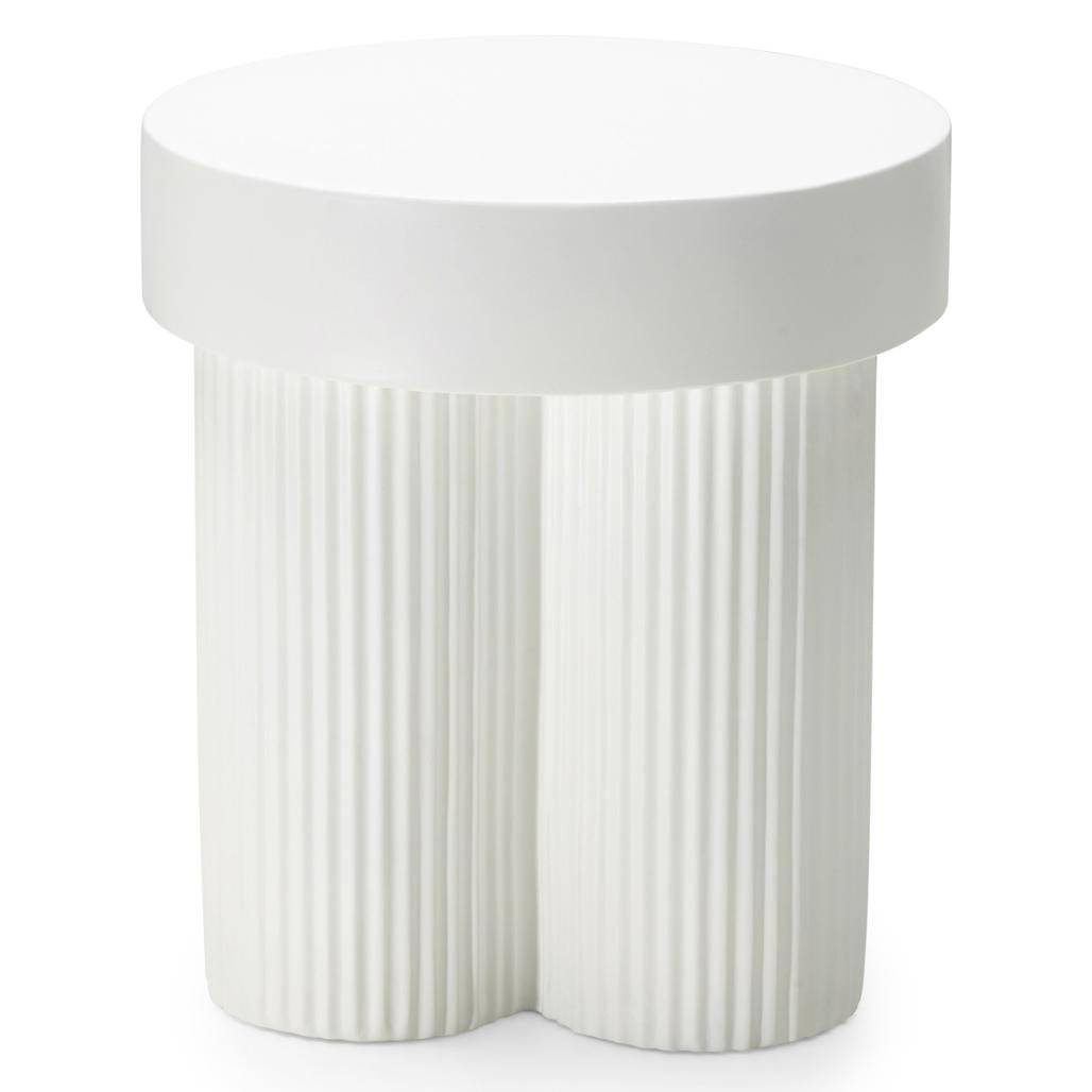 Tavolino RIGATO 45 cm, tondo, bianco, rigato