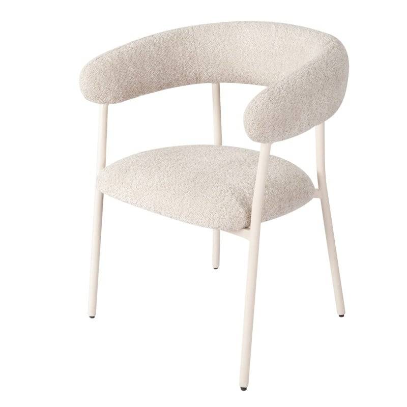 Stuhl MALUA, beige gepolstert, mit weißen Beinen