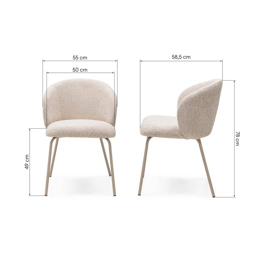 Sedia da pranzo LUEUR, beige, gambe beige