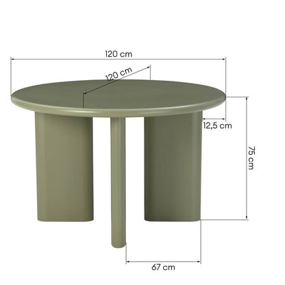 Tavolo da Pranzo MOLIQ 120 cm, Rotondo, Verde Oliva