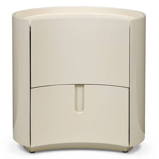 Comodino ENAV con cassetti, bianco crema, forme arrotondate