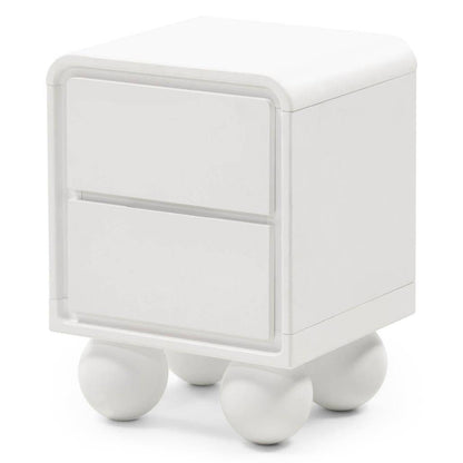 Comodino NORI bianco con gambe sferiche