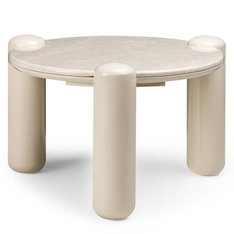 NORREL Tavolino da Caffè 66 cm, Beige Chiaro/Marmo