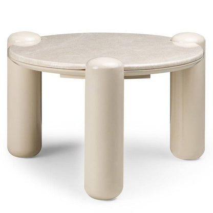 NORREL Tavolino da Caffè 66 cm, Beige Chiaro/Marmo