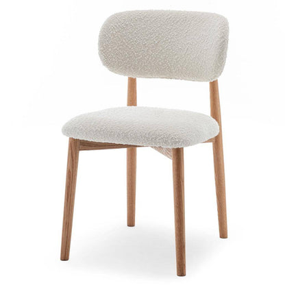 Gepolsterter Stuhl MIA, weiß, Bouclé/Eiche