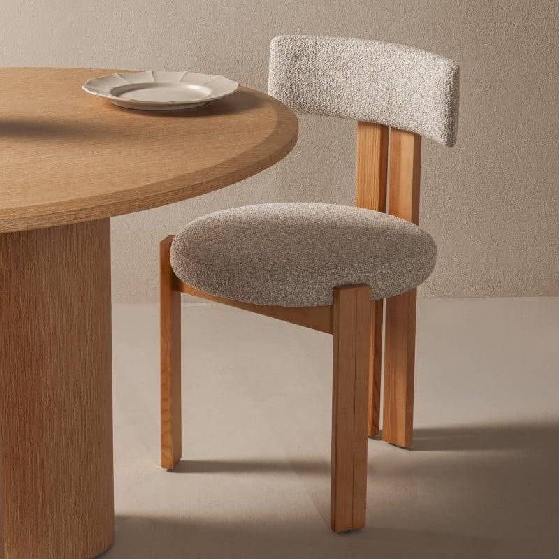 Stuhl MARTIN beige-cremefarben Naturholz