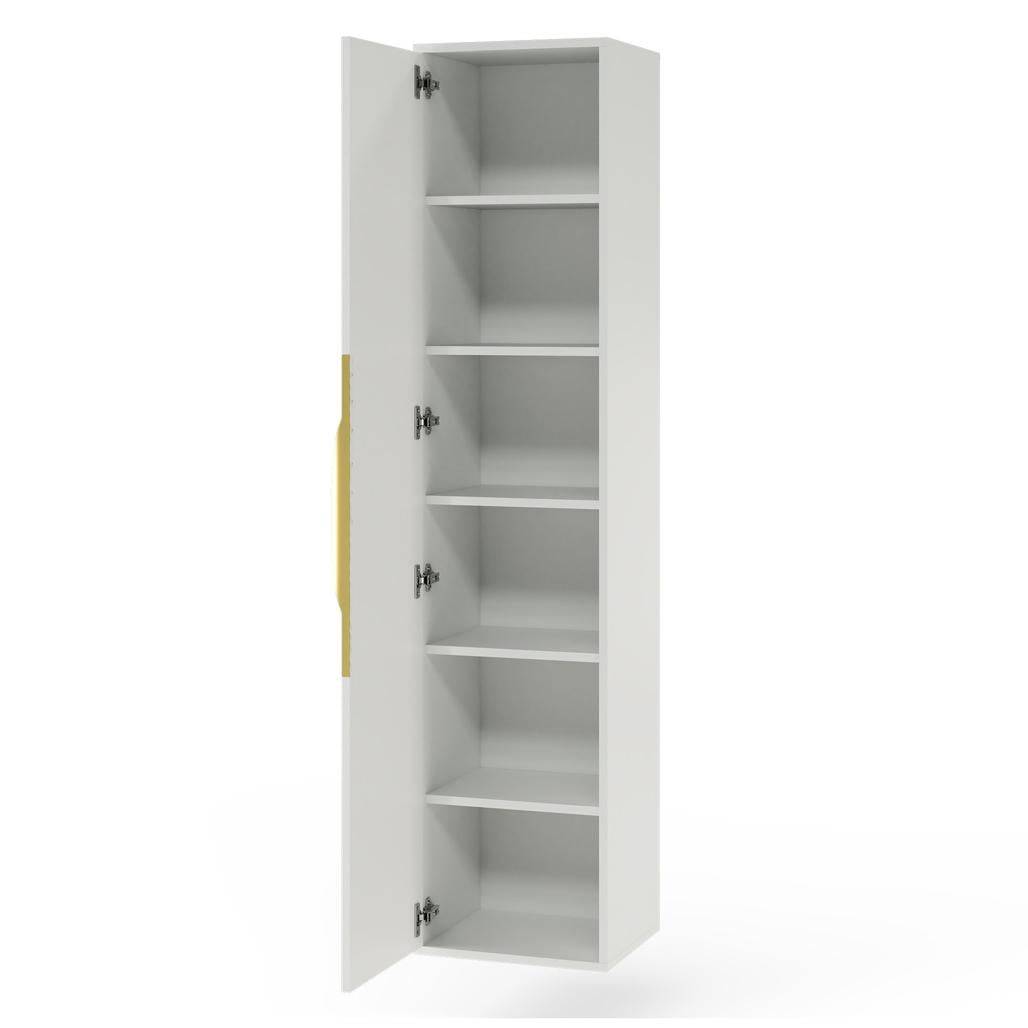 Mobile bagno ANVERS, rigato, maniglia oro, bianco