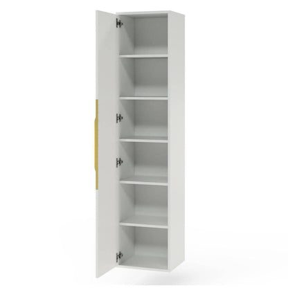 Mobile bagno ANVERS, rigato, maniglia oro, bianco