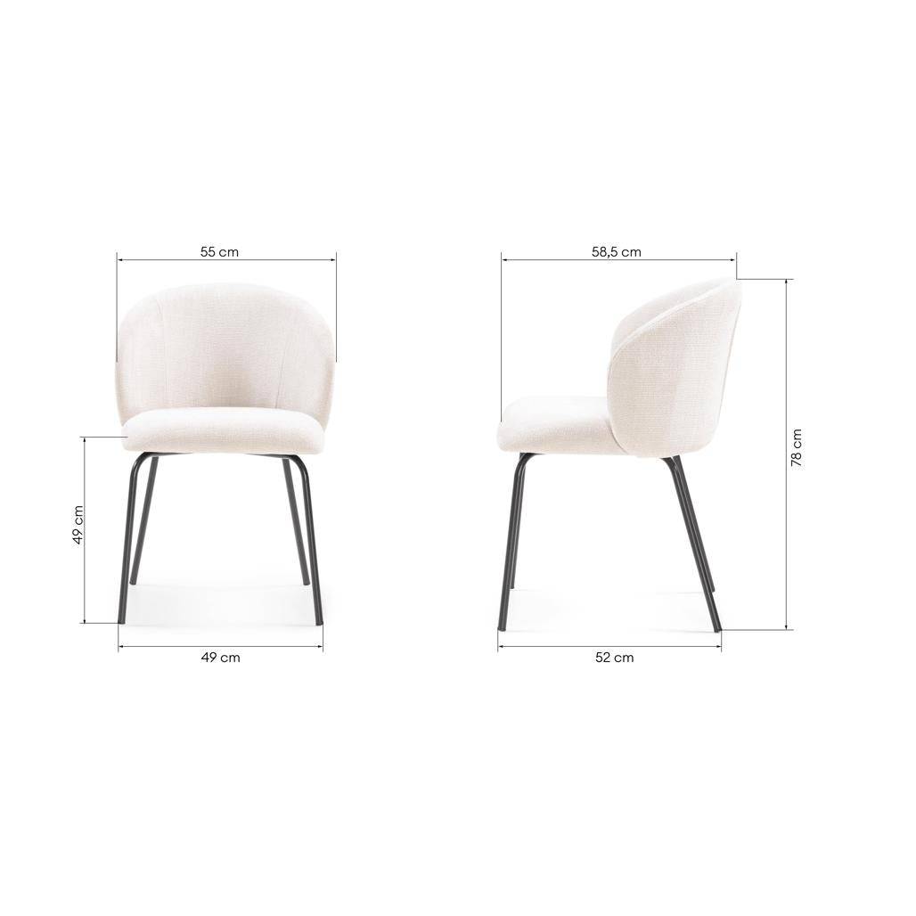 Sedia da pranzo LUEUR, beige chiaro, gambe nere