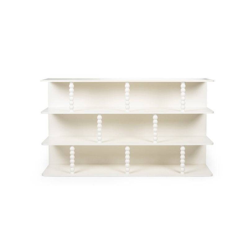 Scaffale basso PERLEN bianco, supporti a sfera