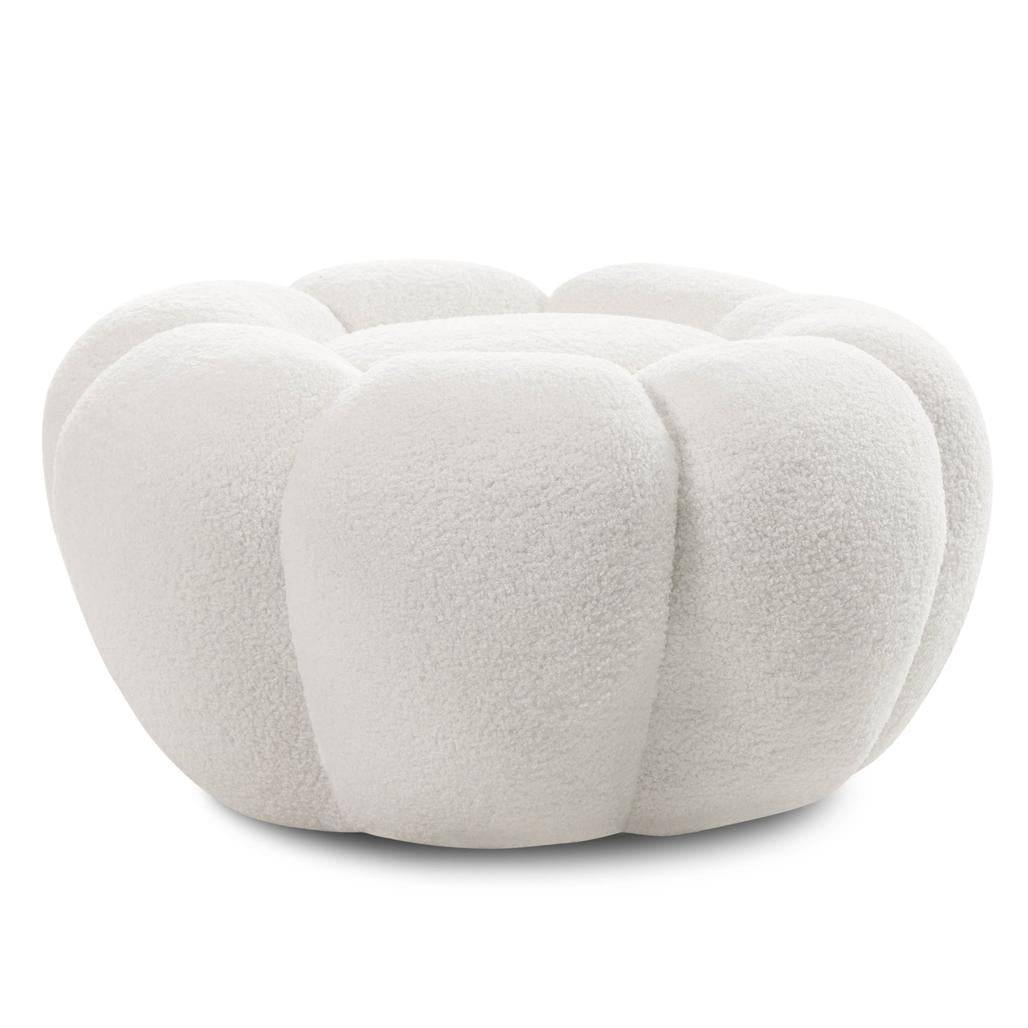 Pouf PERLE, Bianco Bouclé, Forme Arrotondate
