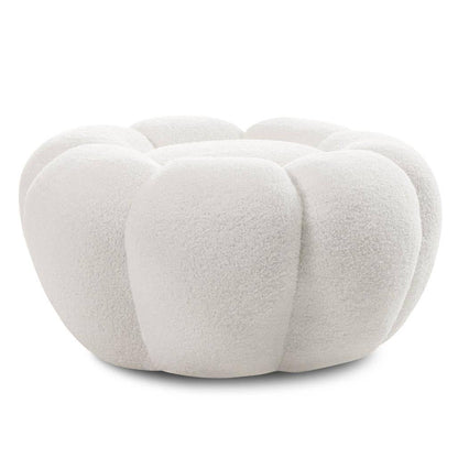 Pouf PERLE, Bianco Bouclé, Forme Arrotondate