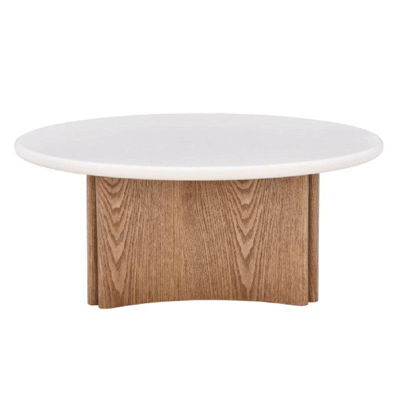 Tavolino da caffè ARLOM 80 cm, bianco crema/rovere