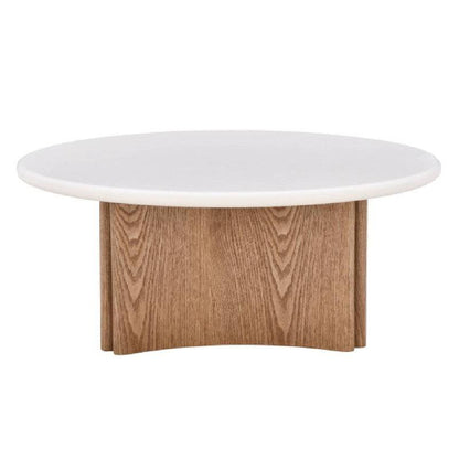 Tavolino da caffè ARLOM 80 cm, bianco crema/rovere