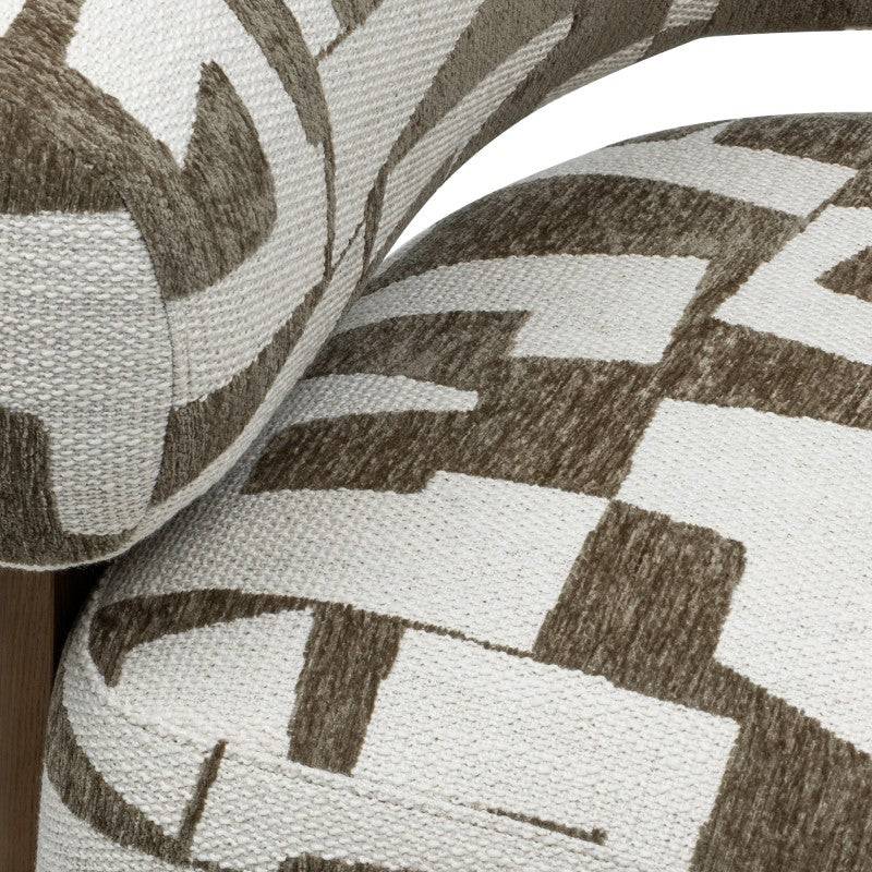 Sessel ANNABEL, olive-creme/nussbaum, abgerundete Formen