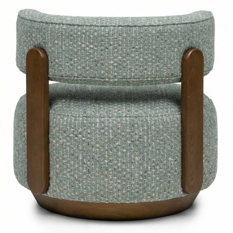 Lounge-Sessel MARABELL, abgerundete Formen, blau-beige/Nussbaum