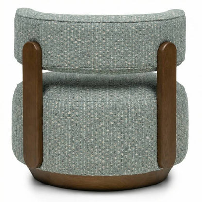 Lounge-Sessel MARABELL, abgerundete Formen, blau-beige/Nussbaum