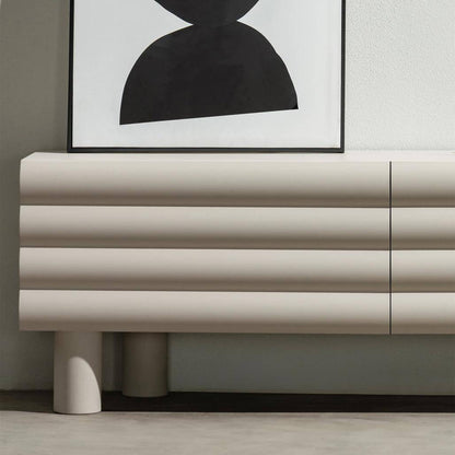 Mobile TV LUEL, righe decorative, beige, forme arrotondate