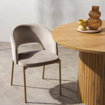 Sedia MORES beige con gambe oro