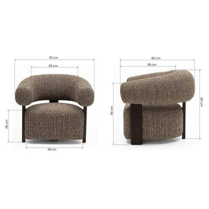 Poltrona lounge MARBELLO, forme arrotondate, marrone-crema/noce