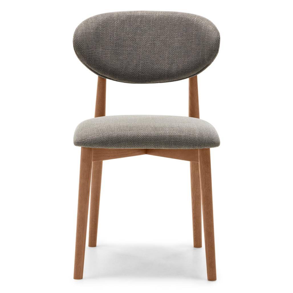 Sedia rivestita MIA, grigio scuro/noce