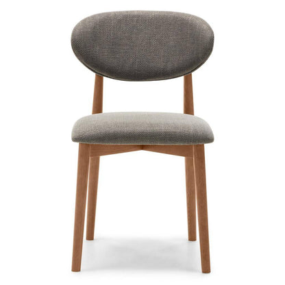 Sedia rivestita MIA, grigio scuro/noce