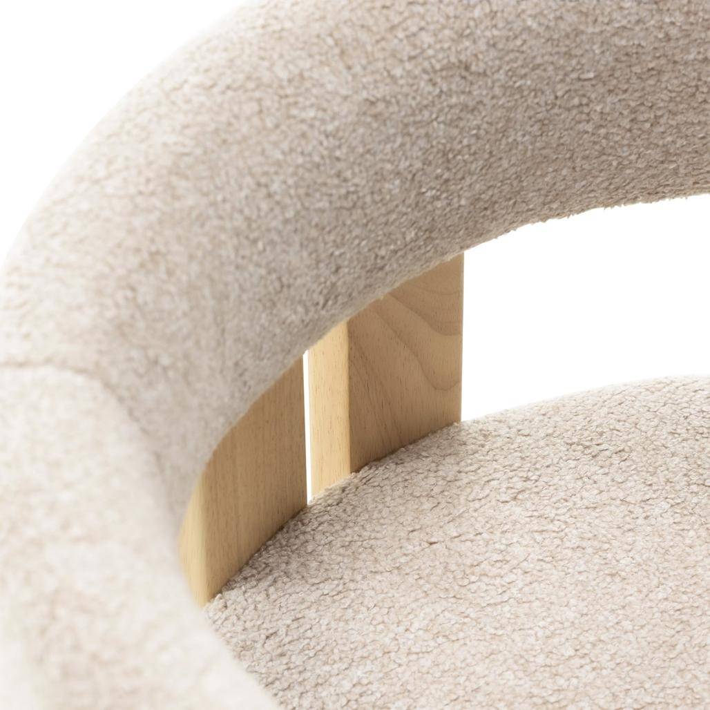 Sedia da Pranzo HARRIS, Legno, Crema Boucle