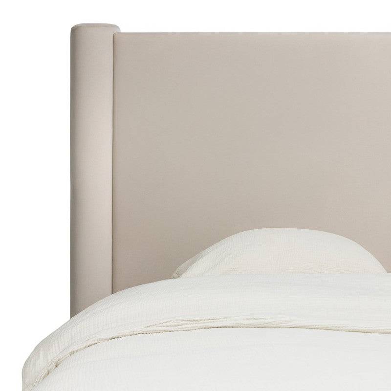 Gepolstertes Bett ZENNA 160x200 cm, hellbeiger Samt
