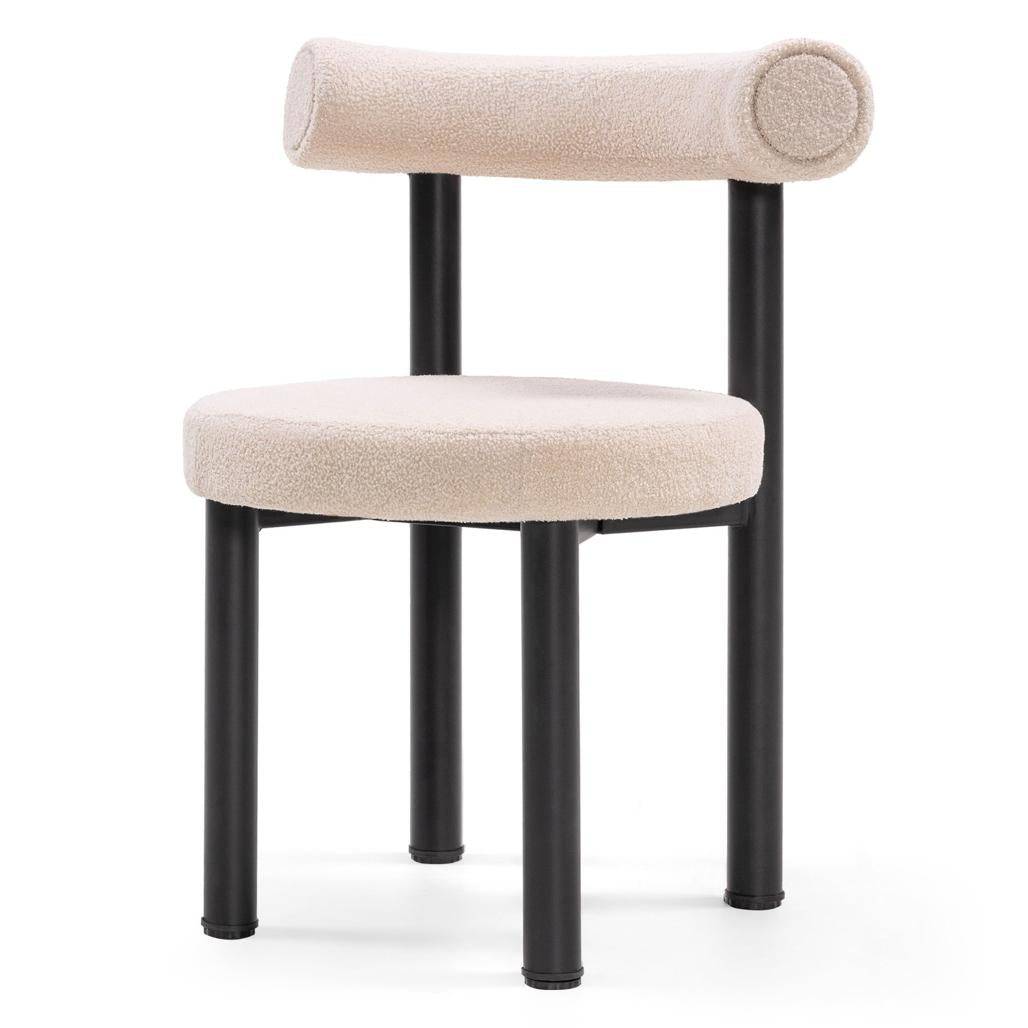 Esszimmerstuhl PERER, Beige Bouclé/Schwarze Beine