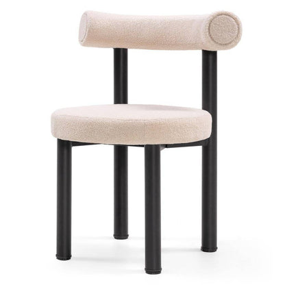 Esszimmerstuhl PERER, Beige Bouclé/Schwarze Beine