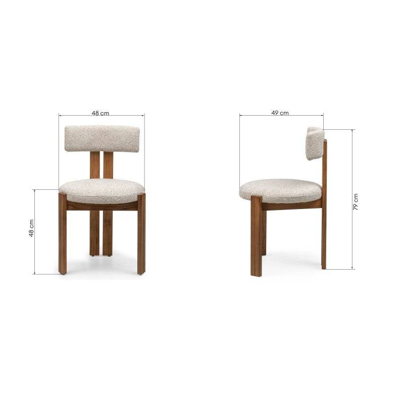 Stuhl MARTIN Beige-Creme Nussbaum-Beine