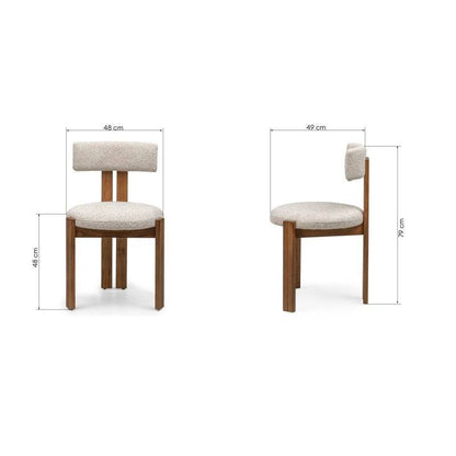 Stuhl MARTIN Beige-Creme Nussbaum-Beine