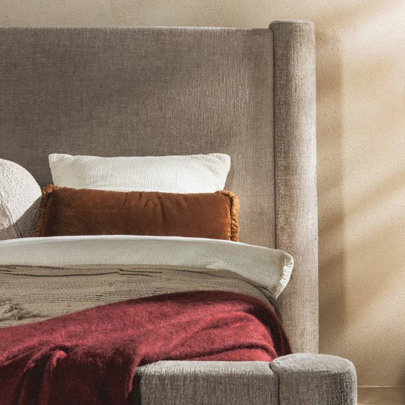 Letto ZENNA imbottito 160x200 cm, beige con contenitore