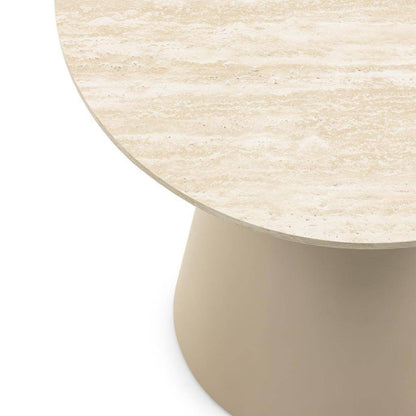 Tavolino da caffè rotondo OREZ, beige travertino