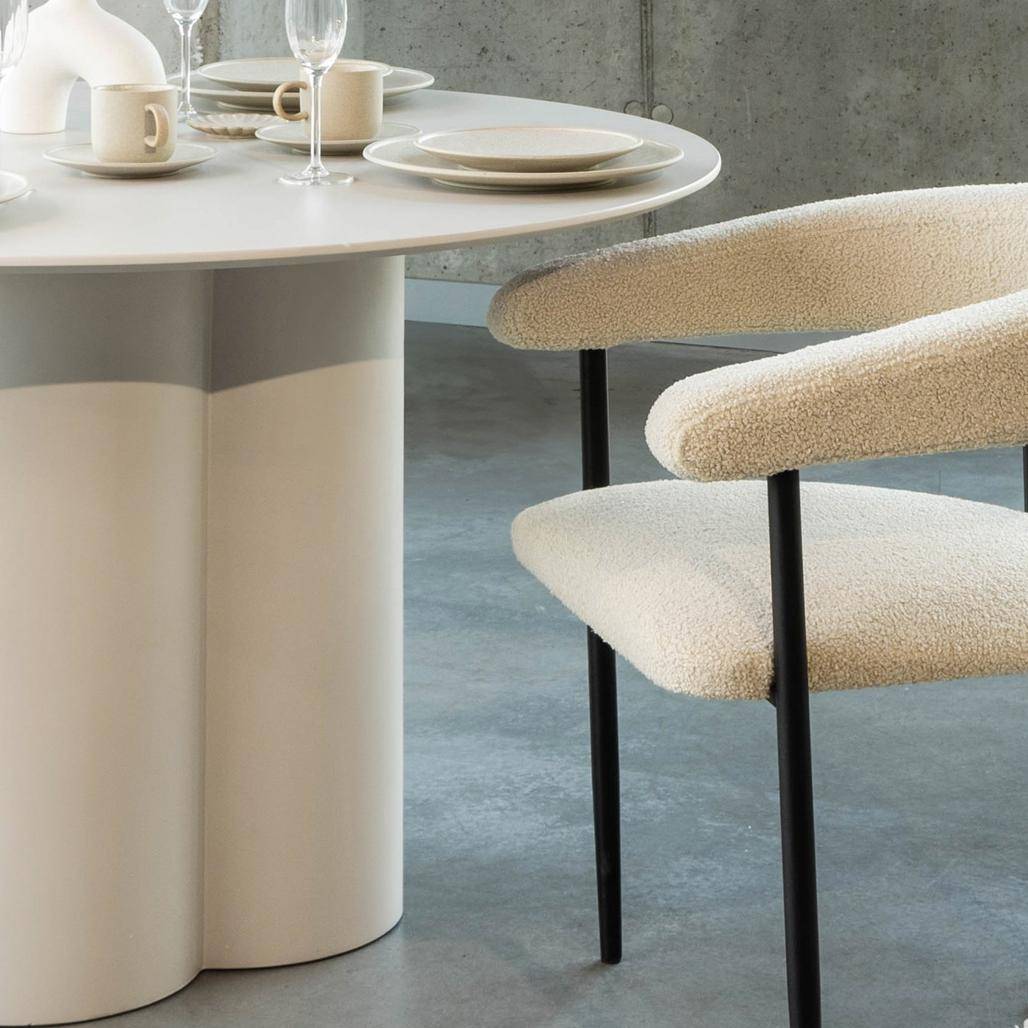 Tavolo da pranzo rotondo COLONA, grigio-beige
