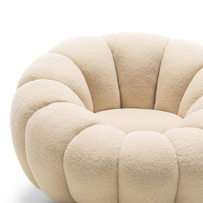 Poltrona girevole LOEL beige, bouclé, forme arrotondate