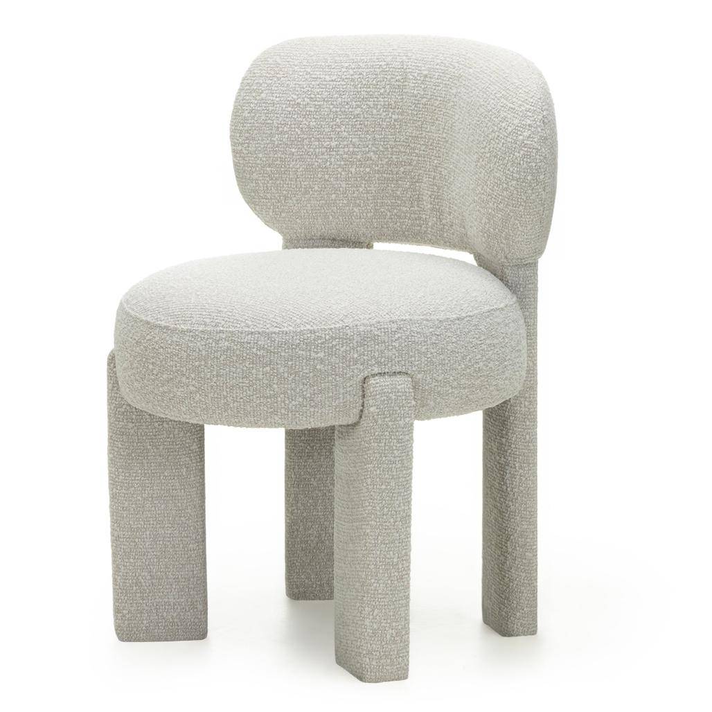 Sedia imbottita SAMMA, beige e grigio, bouclé