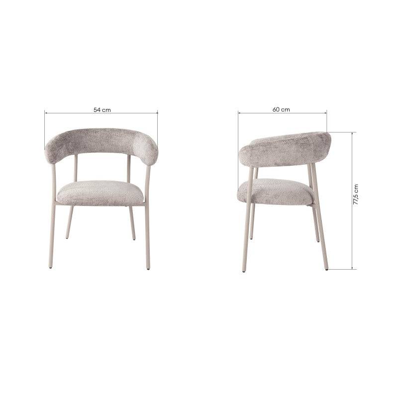 Sedia MALUA rivestita grigio scuro con gambe color crema