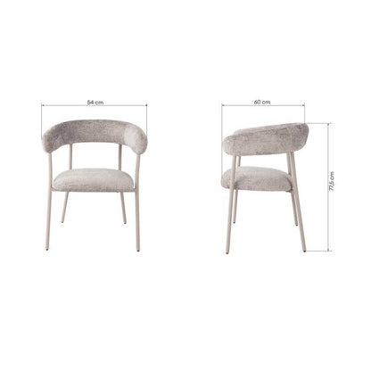 Sedia MALUA rivestita grigio scuro con gambe color crema