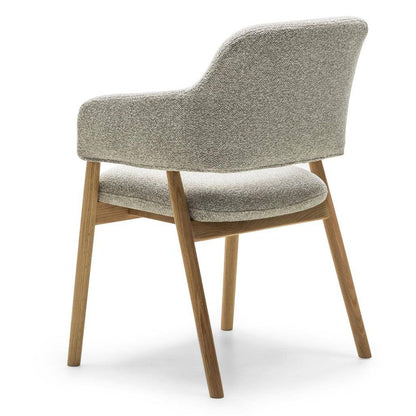 Sedia imbottita LORA, grigio chiaro, bouclé/quercia