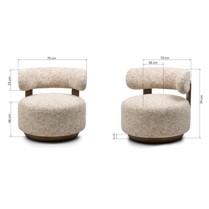 Loungesessel MARABELL, Beige-Grau/Nussbaum