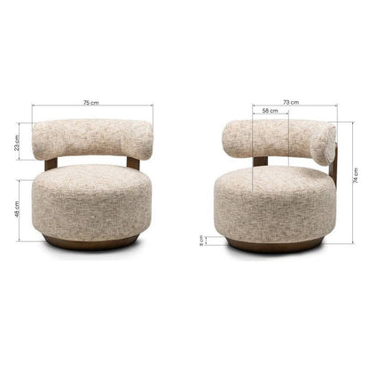 Loungesessel MARABELL, Beige-Grau/Nussbaum