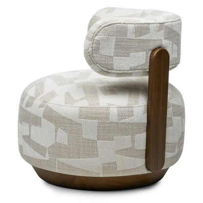 Sessel MARABELL, abgerundete Formen, beige/creme, Nussbaum