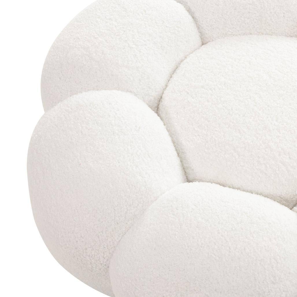 Pouf PERLE, Bianco Bouclé, Forme Arrotondate