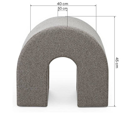 Pouf imbottito ARR, forma arrotondata, marrone chiaro