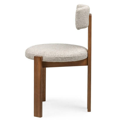 Stuhl MARTIN Beige-Creme Nussbaum-Beine