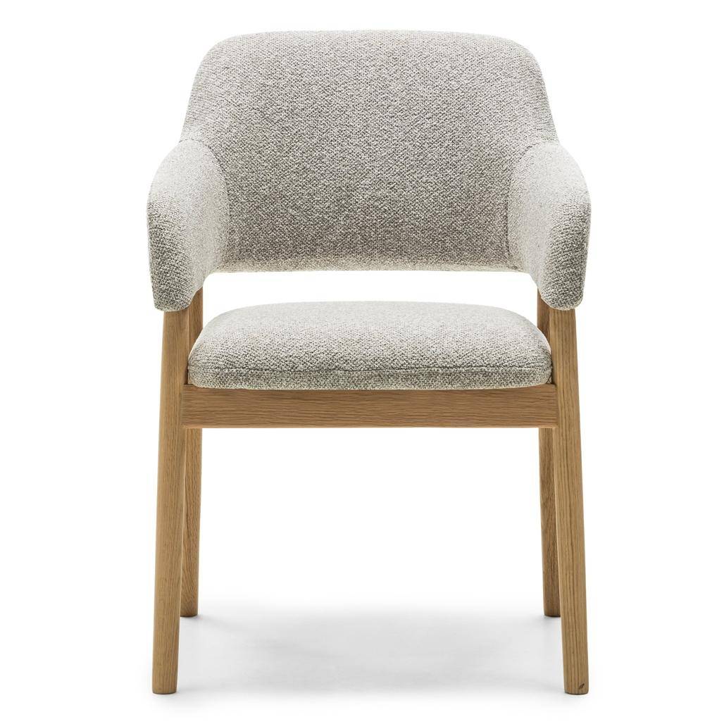 Sedia imbottita LORA, grigio chiaro, bouclé/quercia